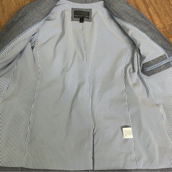 J. Crew Regent Blazer Jacket Chambray Denim Ruffles Academia Career Office Sz 0 - Picture 7 of 15
